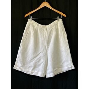 VTG Adolf Linen High Waisted Mom Shorts Bermuda Jorts 14 White Preppy Old Money